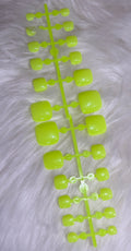 PRE-MADE** NEO YELLOW SQUARED ROUND TOE NAIL SET